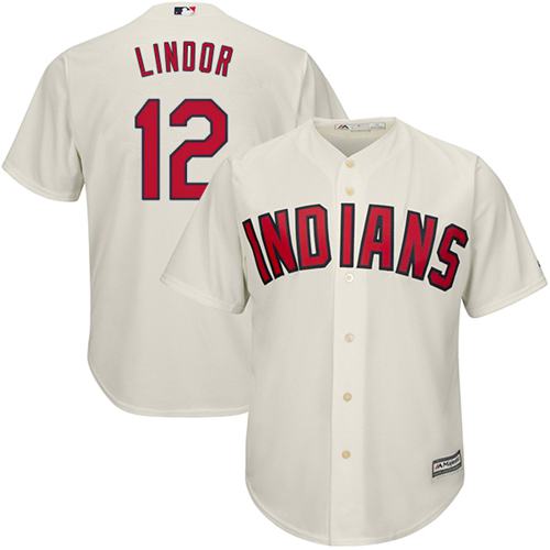 Indians #12 Francisco Lindor Cream Alternate Stitched Youth MLB Jersey - Click Image to Close